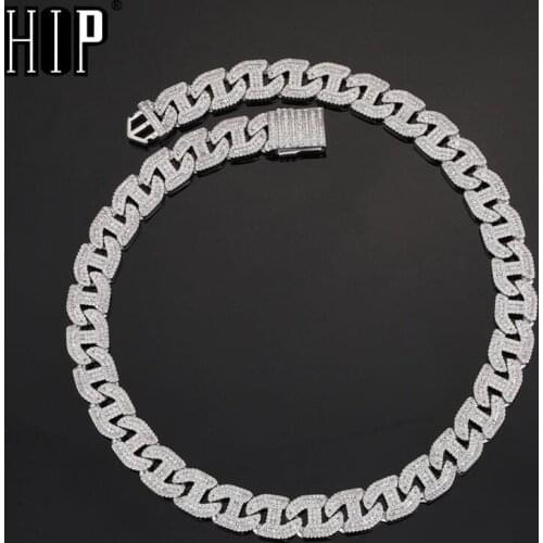 Hip Hop 15MM Heavy Miami Baguette Zircon Iced Out Cuban Link Necklace AAA CZ Prong Setting Necklaces Hip Hop Jewelry 18'' 24