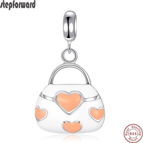 Popular Good Quality Nice Gift For Girlfriend Enamel 925 Sterling Silver Handbag Hanging Charm For Bracelet Bangle And ecklace