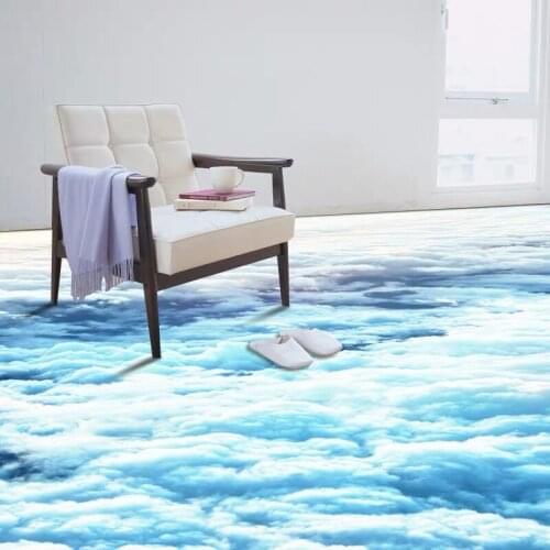 Bacal PVC Self Adhesive Waterproof 3D Floor Murals Blue Sky White Clouds Photo Wallpaper Sticker Bathroom Kitchen Papel De Pared