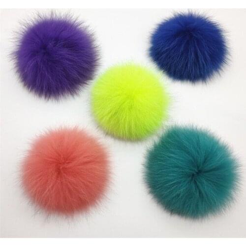 14cm Muti Color Fluffy Real Fox Fur Pompoms For Hat New Winter Nature Fur Pom pom Beanies Cap Hairy Ball