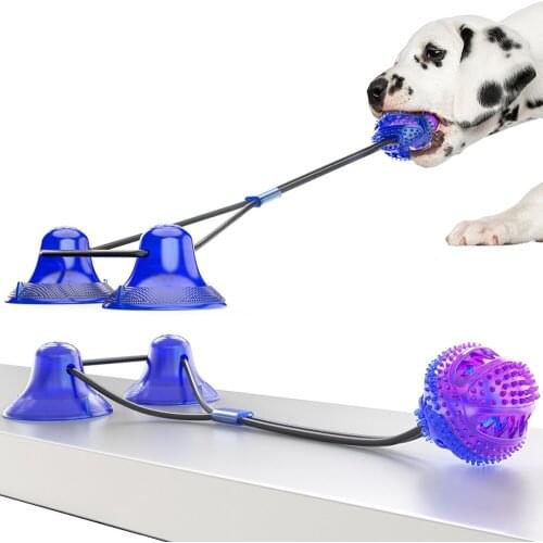 Dog Interactive Suction Cup Push TPR Ball Toys Elastic Ropes Dog Tooth Cleaning Chewing Playing IQ Treat Toys Pet Puppy Supplies