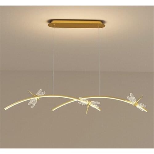 Modern Creative Dragonfly Pendant Lights Living Room Decor Chandeliers Nordic Bar Coffee Restaurant Light LED Long Hanging Lamps
