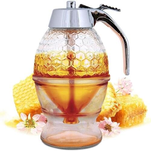 Squeeze Bottle Honey Jar Container Bee Drip Dispenser Kettle Storage Pot Stand Holder Juice Syrup Cup Home Decoration Kitchen