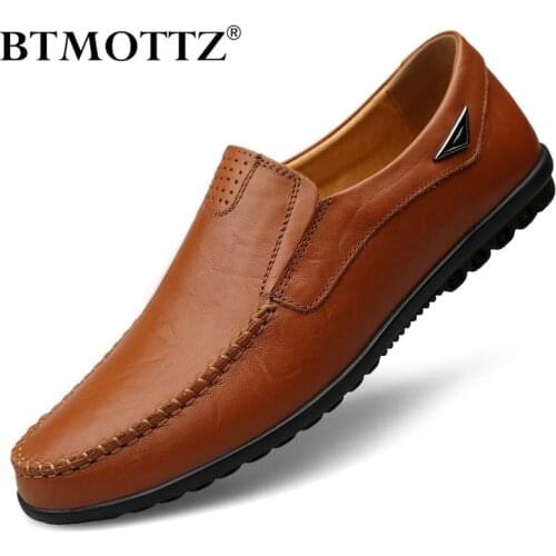 Genuine Leather Men Casual Shoes 2020 High Quality Mens Loafers Moccasins Breathable Slip on Black Driving Shoes Plus Size 37-47