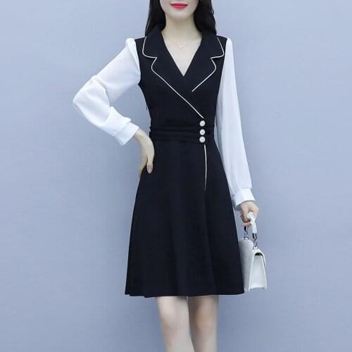 Vintage Black Chiffon Sashes Wrap Dress Ladies Long Sleeve Elegant Party Dresses 2021 Spring Autumn Women Clothes Vestidos A97