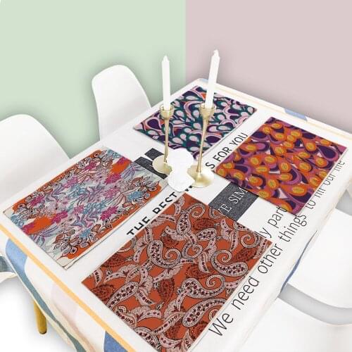 Vintage Flower Table Mat Plant Annual Rings Kitchen Decoration Table Napkin for Wedding Table Mat Placemat Dining Accessories