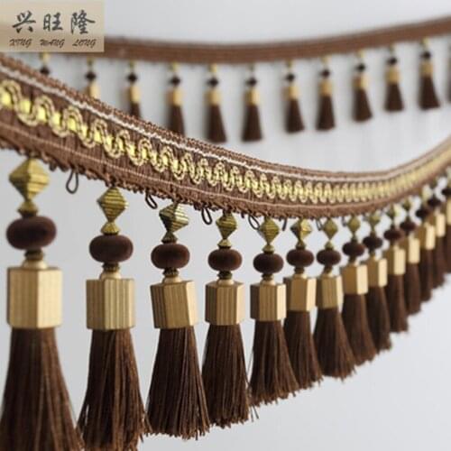 XWL Luxury 6M/Lot 12cm Width Metal Curtain Lace Accessories Tassel Fringe Trim Ribbon DIY Sewing Cloth Sofa Stage Wedding Decor