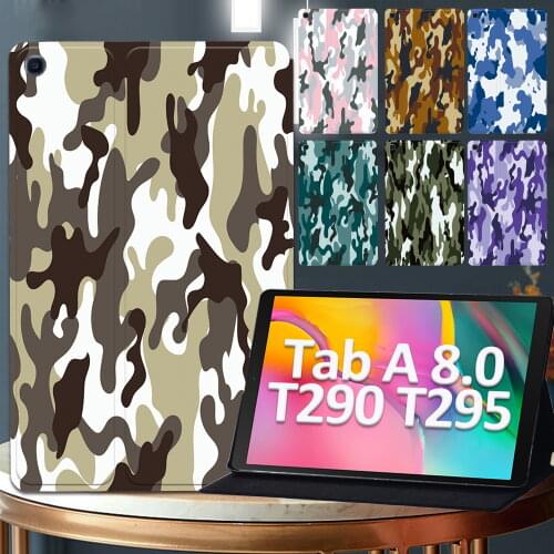 Camouflage Series Tablet Cover Case for Samsung Galaxy Tab A (2019) T290 T295 New Shockproof Leather Stand Flip Protective Case
