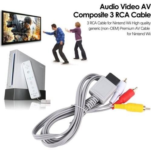 1.8 meters Gold Plated Audio Video AV Composite 3 RCA Cable for Nintendo for Wii
