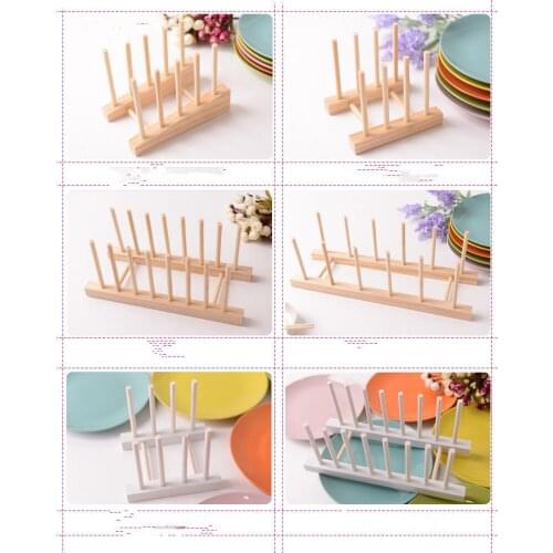 1PC Kitchen Organizer Wooden Dish Rack Plate Holder Bowl Holders Drain Water Storage Rack Shelf Storage Organizer OK 0380