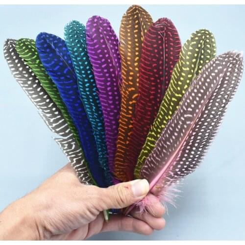 10 pcs. 17-22 cm wing feathers spotted Guinea fowl plumage for DIY crafts hats Accessories