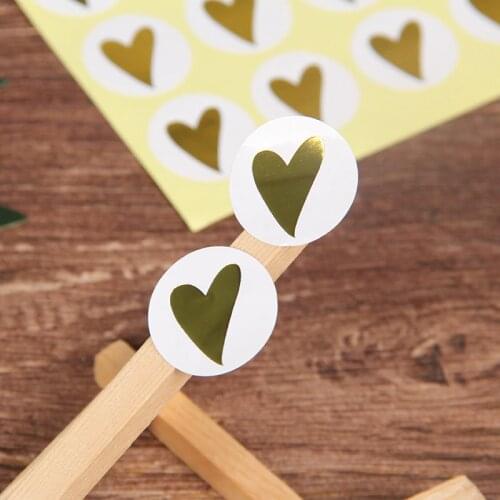 160pcs Round Bronzing Heart gift seal label Adhesive Kraft Seal Sticker for Baking Stickers DIY work stationery stickers
