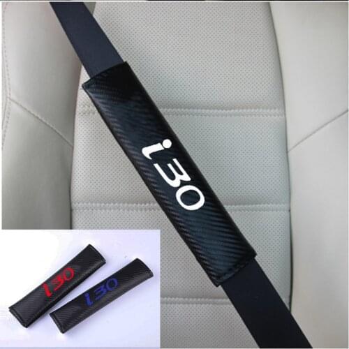2pcs PU Carbon fiber texture Car Seat belt shoulder Pads for Hyundai i30 Car Accessories