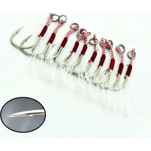 20pcs/pack 10#-20# Blood Slot Jigging Assist Hook Boat Jig Bait Fishing Line Rope Thread Assistant Hook Fish Tackle Hook Fish