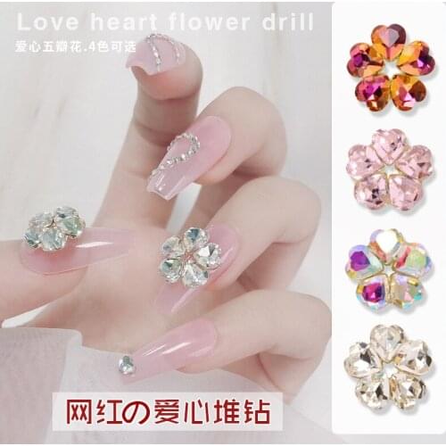 2021 New Arrival Diamonds Heart Shape Crystal Rhinstone Shinning Nail Decors the Polish Glue Nail Ornament for Women Girls Gifts