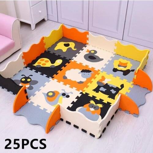 25Pcs Kids Toys EVA Childrens mat Foam Carpets Soft Floor Mat Puzzle Baby Play Mat Floor Developing Crawling Rugs With Fence