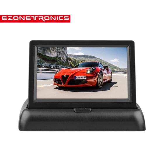 4.3" Car Foldable Monitor Dash Stand Universal for Truck Auto 2 RCA Video Channels for Backup Camera/Rear View/DVD/Media Player