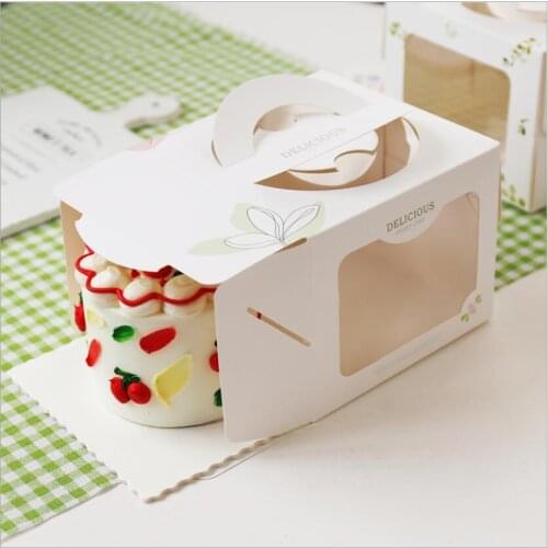 4inch Paper Cake Box With Handle Clear Window Party Favors Gift Cupcake Box Packaging Dessert Shop Supply 10PCS
