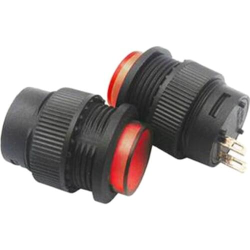 5pcs R16-503B non self locking switch reset round push button switch red 2 pins 16mm 3A 250V