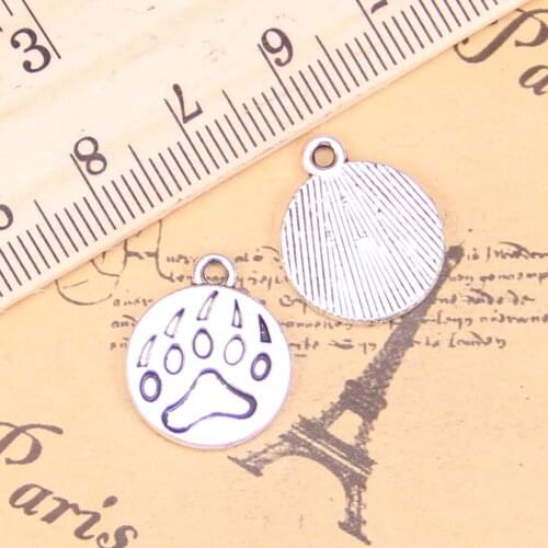 68pcs Jewelry Charms bear paw 15mm Antique Silver Plated Pendants Making DIY Handmade Tibetan Silver Jewelry