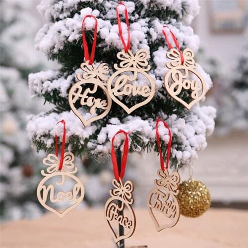 6Pcs Christmas Decorations For Home Wooden Letter Pendant Christmas Tree Decorations Hanging Ornaments Home Decor New Year