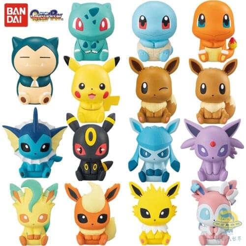 Bandai Pokemon Pikachu Charmander Squirtle Bulbasaur Capsule Eevee Action Figure Model Toy