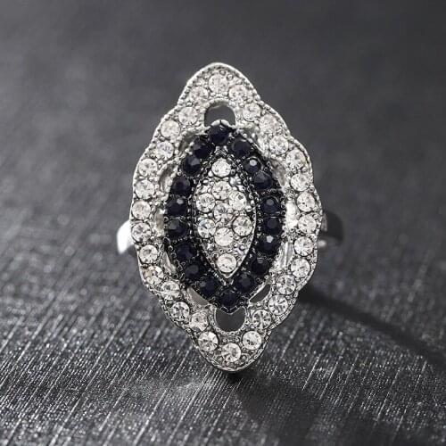 Blue Stone Big Rings for Women Wedding Engagement Anel Silver Rhinestone Ring Bague Femme Luxury Wedding Jewelry Anillos Mujer
