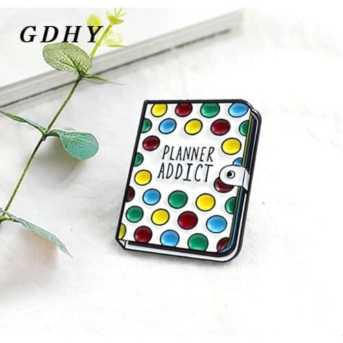 GDHY Book Pin: PLANNER ADDICT Books Cartoon Sweet Wind Book Notebook Enamel Pin Backpack Badge Literary enthusiasts Kids Jewelry