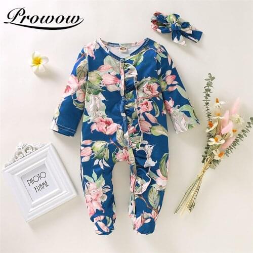 Prowow Floral Baby Girls Romper Footies Jumpsuit For Kids Girls Clothing Cotton Newborn Baby Sleepwear Cute Childrens Overalls