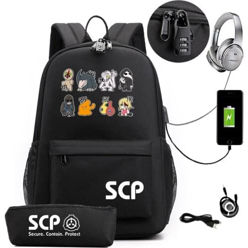 Anime Backpack Cosplay Cartoon Game SCP Travel Shoulder Bags Teens School Bags + Pencil Case Satchel Work Leisure Bags
