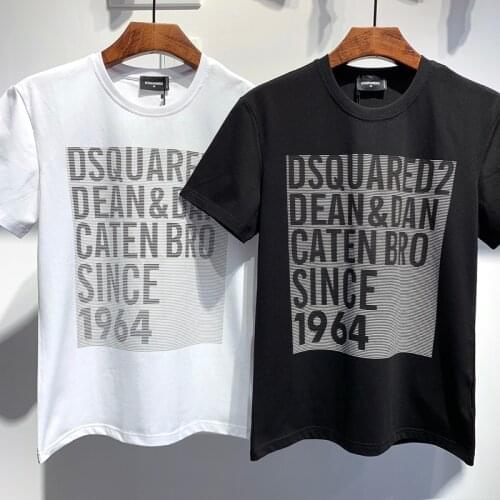 Dsquared2 Classic Men/Women Street Hip-Hop Round Neck Short-Sleeved T-shirt Cotton Locomotive Letter Printing Casual Tee DT523