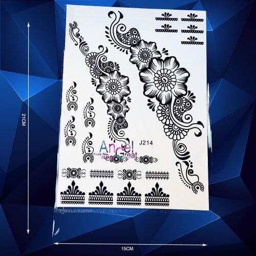 Hot Fashion Black Henna Flash Waterproof Tattoo Women Jewel Lace ABJ214 Sexy Secret Arm Body Art Flower Temporary Tattoo Sticker
