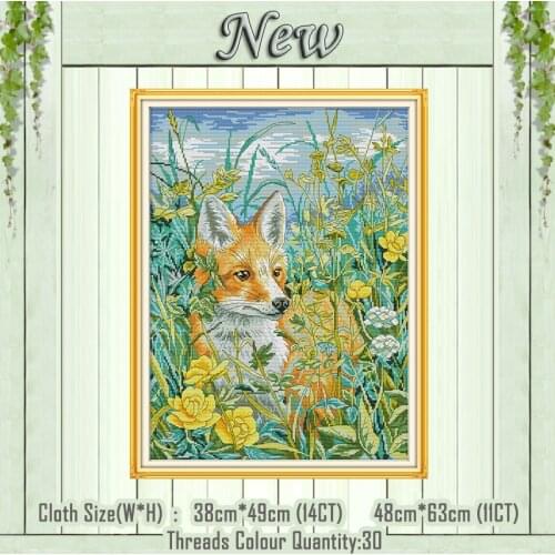 The fox in the bush animal diy decor painting counted print on canvas DMC 14CT 11CT Cross Stitch Needlework Sets Embroidery kits