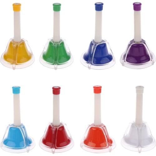 Colorful 8 Note Diatonic Metal Hand Bell Set For Children Kids Christmas Gift