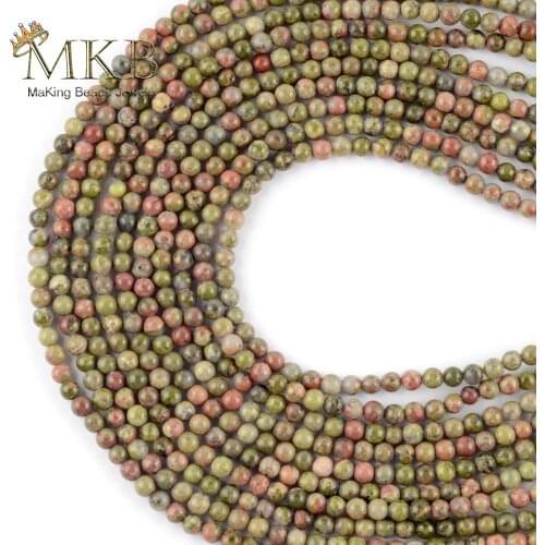 3mm Natural Stone Unakite Stone Round Beads Space Loose Beads For Jewelry Making Diy Bracelet Jewellery Wholasale 15inches