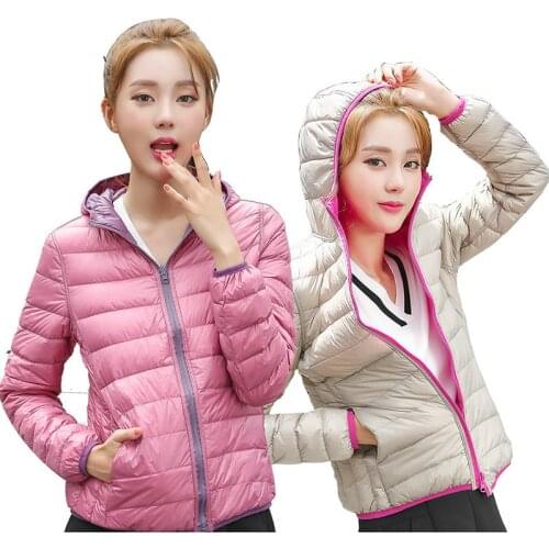 2020 Women Warm Thin Ultra Light White Duck Down Jackets Mom Plus Size 4XL Down Coats Winter Feather Jackets Double Side Coat