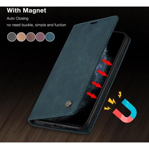 Magnetic PU Leather Case For iPhone 5s 6 6s 7 8 Plus X XS XR 11 Pro Max Case Flip Wallet Retro Silicone Cover With Card Holder