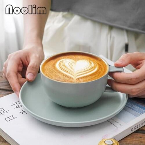 Nordic Matte Ceramic Coffee Cup and Saucer Set Salad Cappuccino Latte Water Drinking Cup Teacup Home Office Bar Drinkware Set