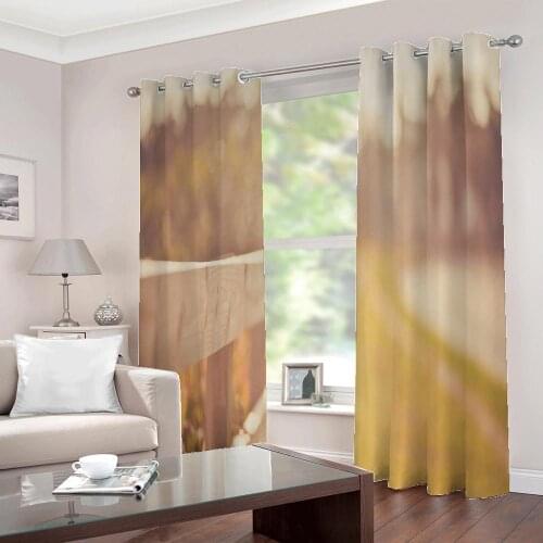 Custom Any Size Autumn harvest Golden wheat Photo Curtains Digital Print For Living room Bedroom Sunshade Blackout Drapes Sets