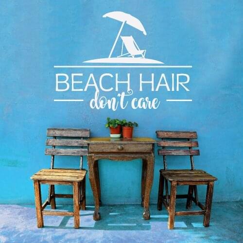 Beach Hair Don't Care Quotes Vinyl Wall Stickers Summer Home Decor Art Characters Mural Beach House Wall Decal Removable DIYSY33
