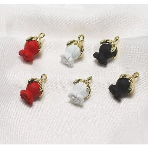 New style 30pcs/lot color Spray paint cartoon rose flowers shape 3D florals charms diy jewelry earring/garment accessory