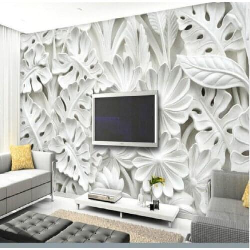 Leaf pattern plaster relief murals wallpaper for walls living room TV backdrop bedroom wall painting 3D wall papers decor custom