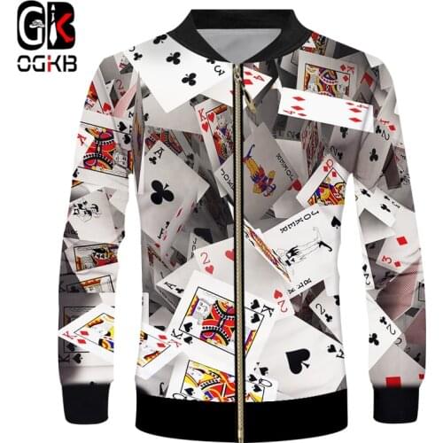 OGKB Brand Poker Cards Men Zip Jacket 3d Whole Body Printing War Casual 2019 Cool Harajuku 6XL