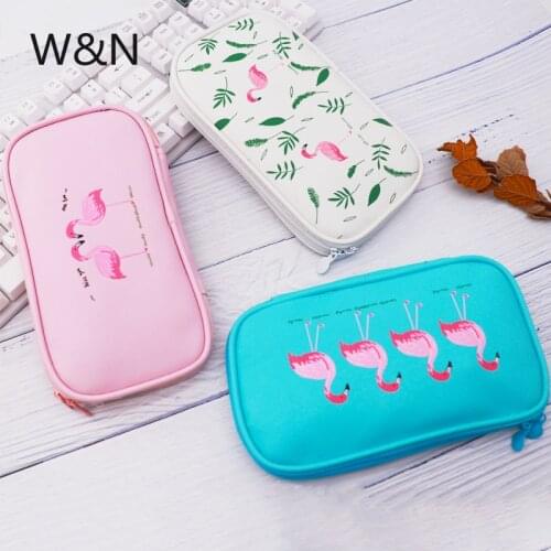 Flamingo Pencil Case For Girls School Pencil Case Cute Leather Big Pencil Bag Kawaii Makeup Box Large Capacity School Supplies