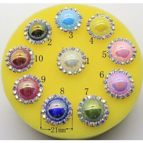 10pcs/lot Supply 21MM AB coloful/ Circular Rhinestone buttons/ Wedding Decoraion buckles/ DIY Ornament accessories