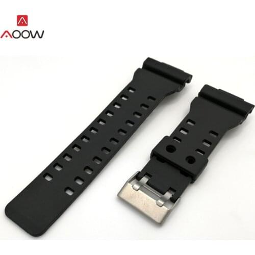 AOOW 16mm Watchband Silicone Rubber Watch Band Strap Fit For Casio G Shock Replacement Black Waterproof Watchbands Accessories