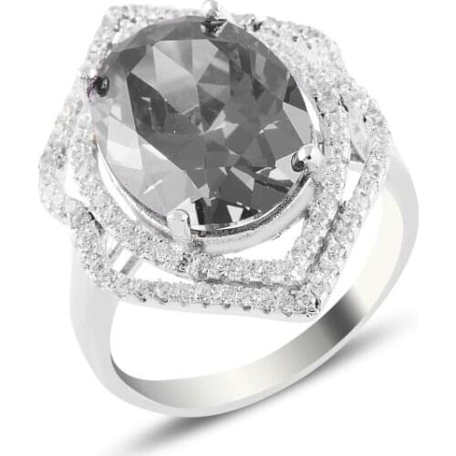 Silver 925 Sterling Gray Zircon Engagement Ring
