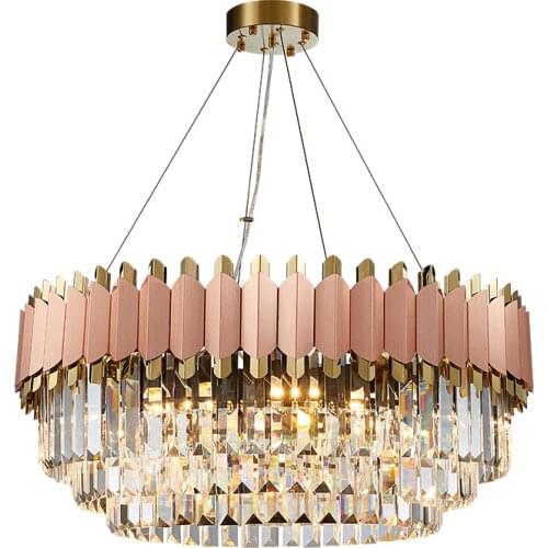 Modern Villa Luxury Decoration Lighting Gold Round Led Kristall Chandeliers Pendant Lighting Kronleuchter