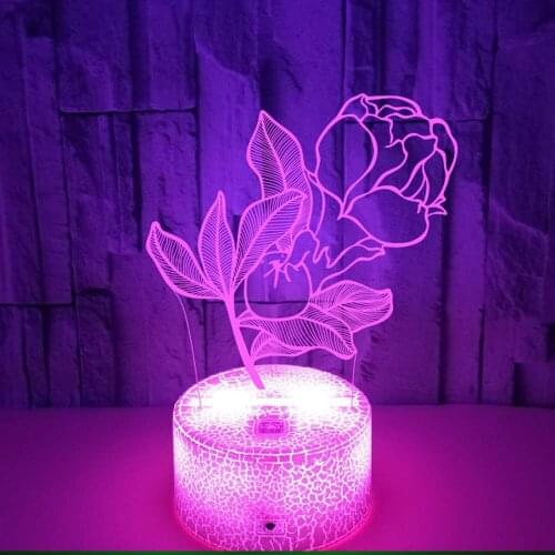 LED 3d Lamp White Luminous Base Flowers 7 Color Change USB Table Lamp for Home Bedroom Decor Bluetooth Speaker Musical Lighting