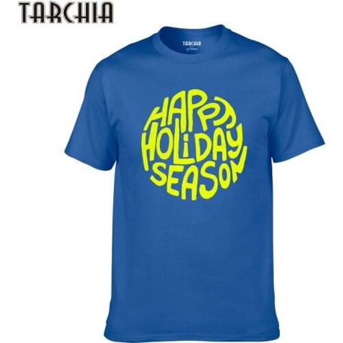 TARCHIA 2021 Men T-Shirt Short Sleeve Cotton Phrase Happy Holiday Season Tshirt Summer Style Fashion Men T Shirts Boy Tops